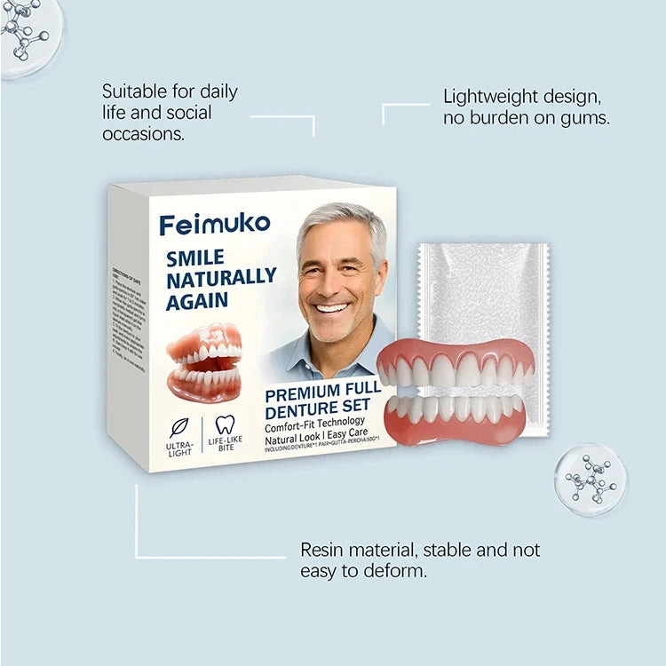 Comfortable Natural-Look Full Set Dentures for Men and Women - 5