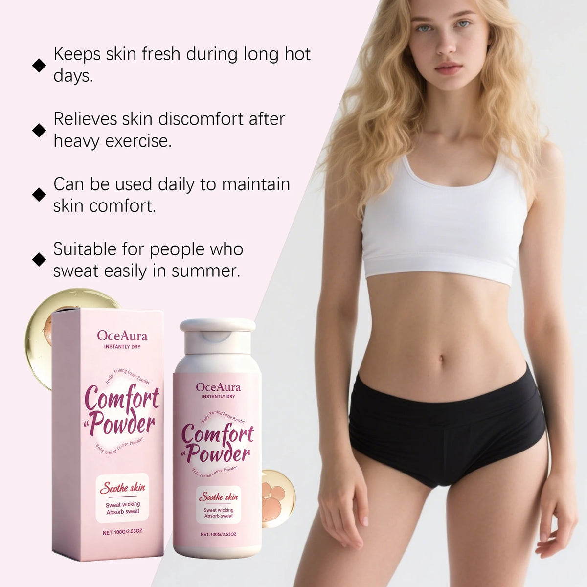 All-Over Sweat-Wicking Body Powder for Anti-Chafing and Freshness