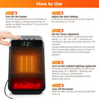 Portable PTC Ceramic Desktop Heater with Timer and Digital Display