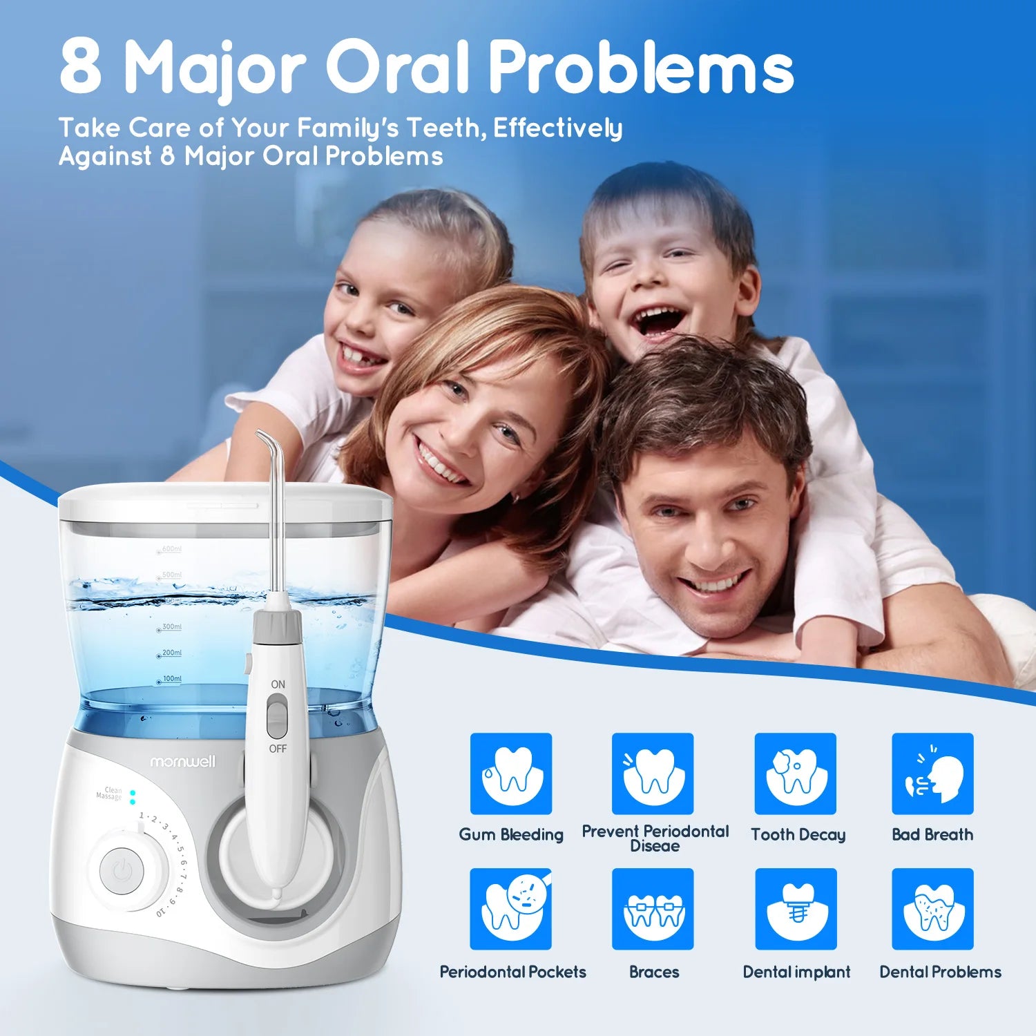 Electric Water Flosser for Teeth with 8 Multi-Function Nozzles - 2