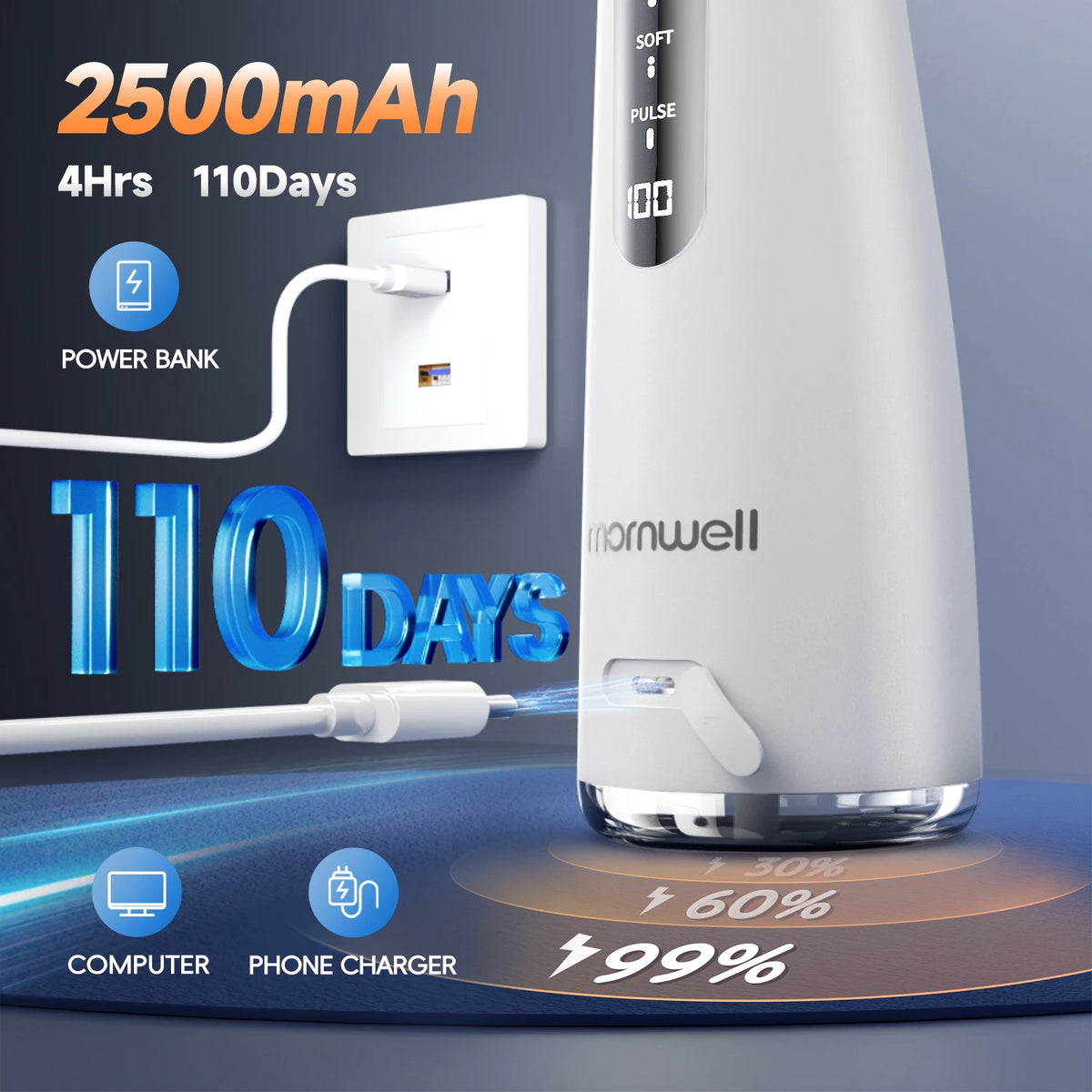 Portable Cordless Water Flosser for Deep Teeth Cleaning