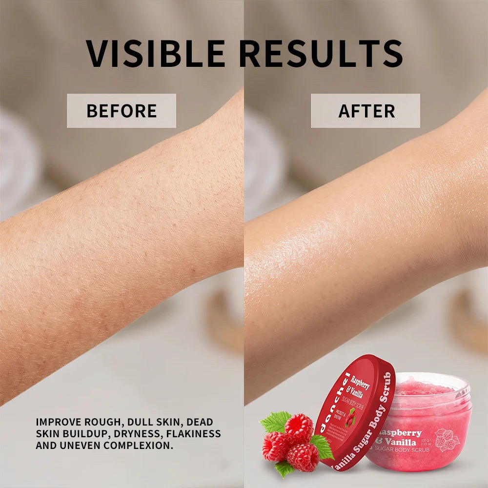 Raspberry Vanilla Sugar Body Scrub for Smooth Exfoliated Skin - 5