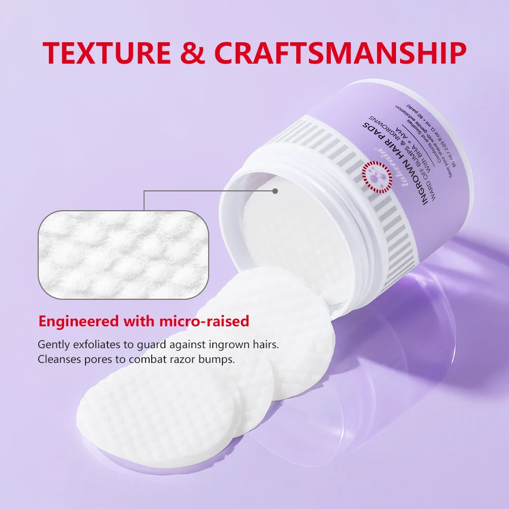 Exfoliating Ingrown Hair Treatment Pads for Razor Bumps