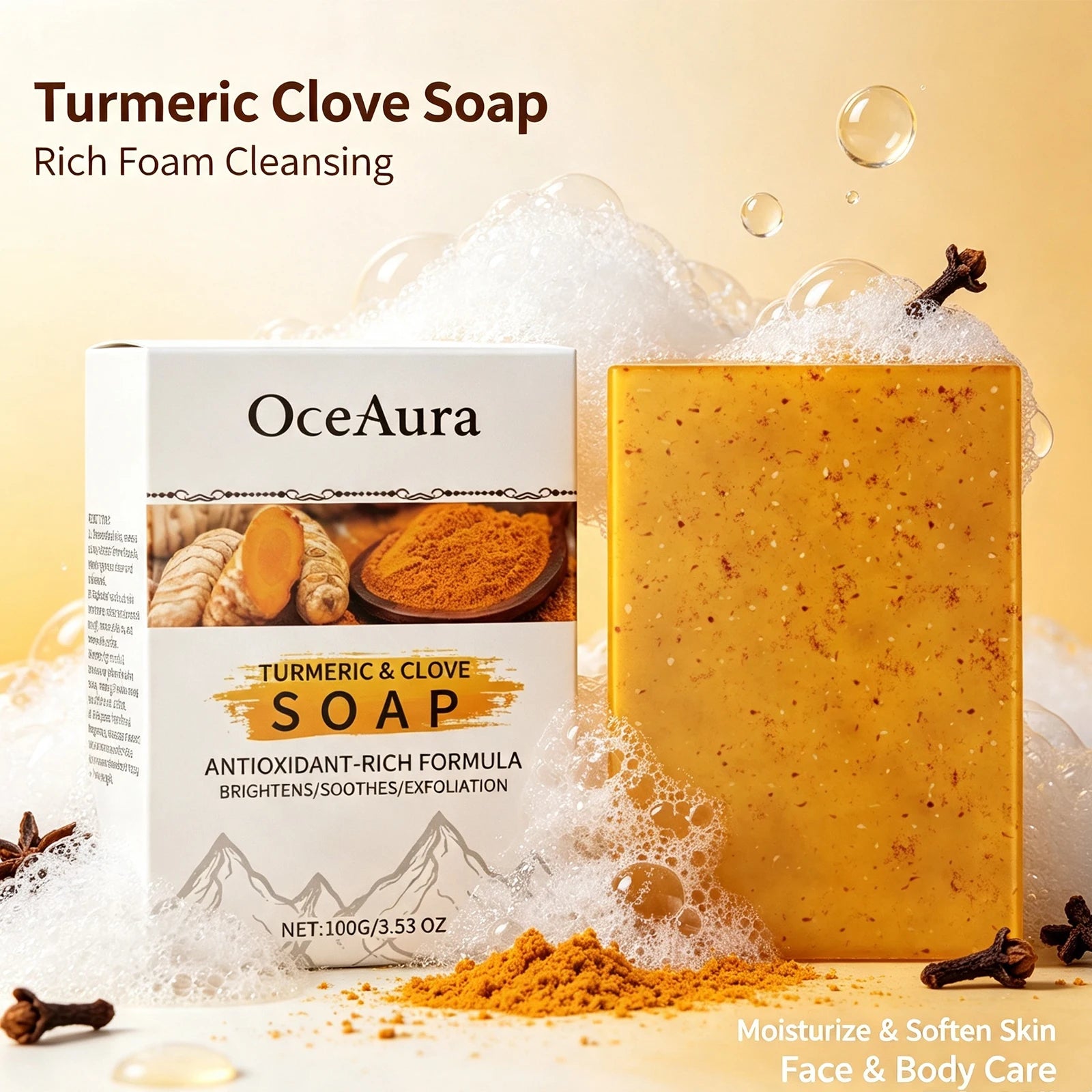Turmeric and Clove Exfoliating Brightening Soap Bar for Face and Body - 6
