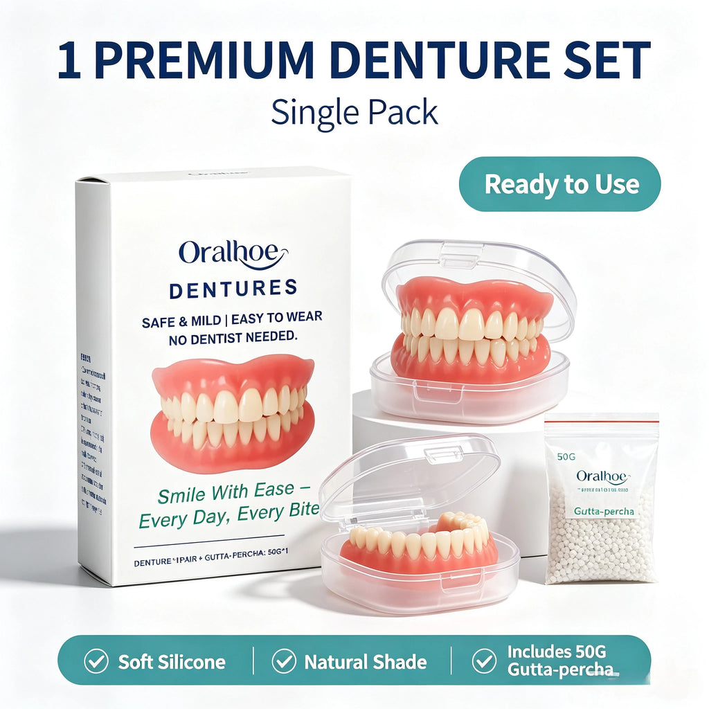 Portable Denture Storage and Cleaning Care Kit with Mirror