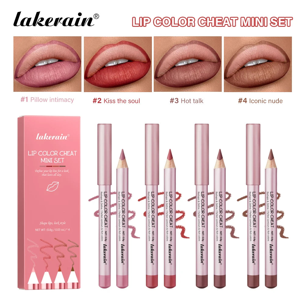 Waterproof Matte Lip Liner Pencil Set for Defined Lips