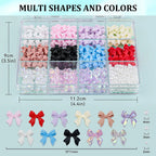 3D Mixed Nail Art Decoration Set with Bows, Flowers, and Pearls