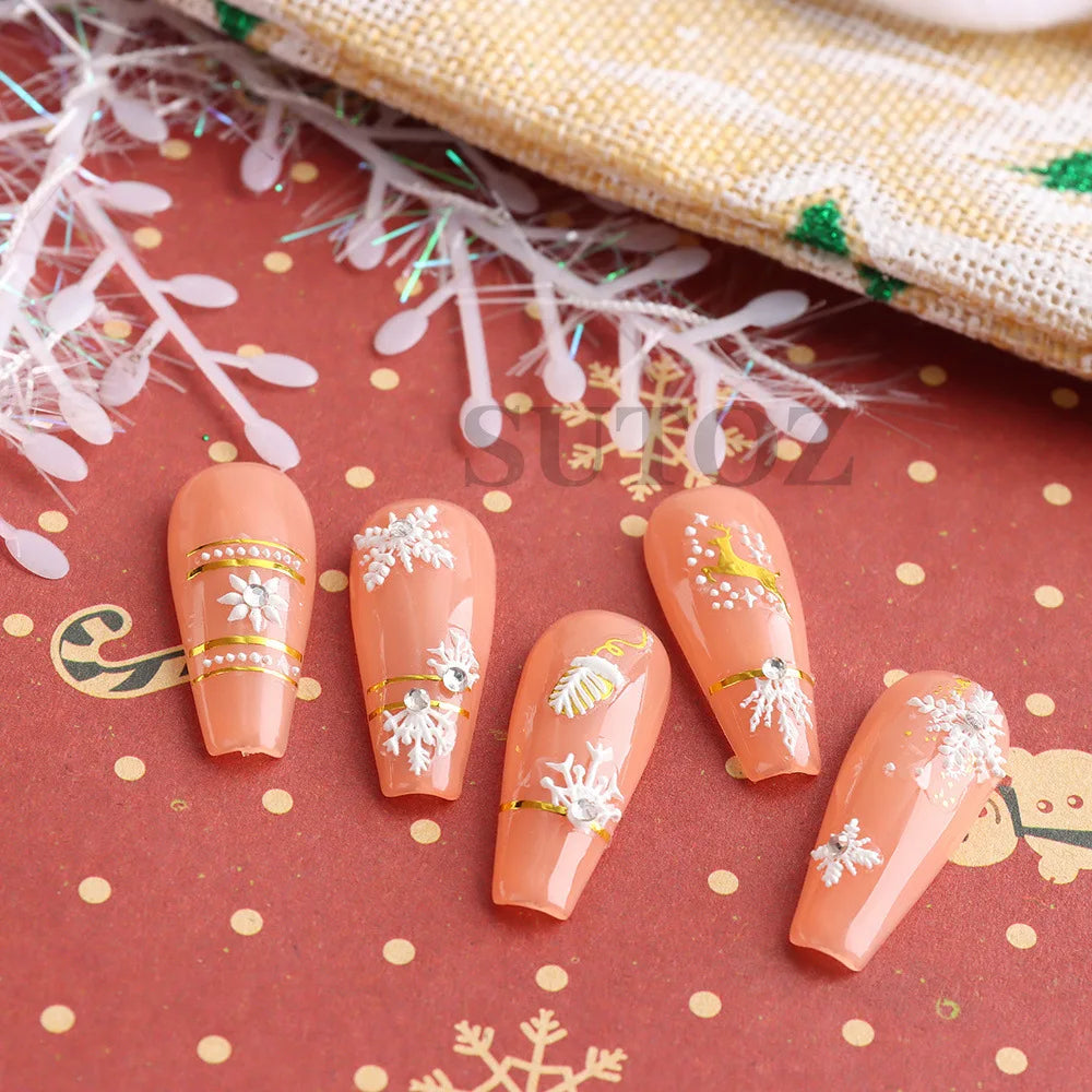 5D Embossed Christmas Nail Art Stickers - 12
