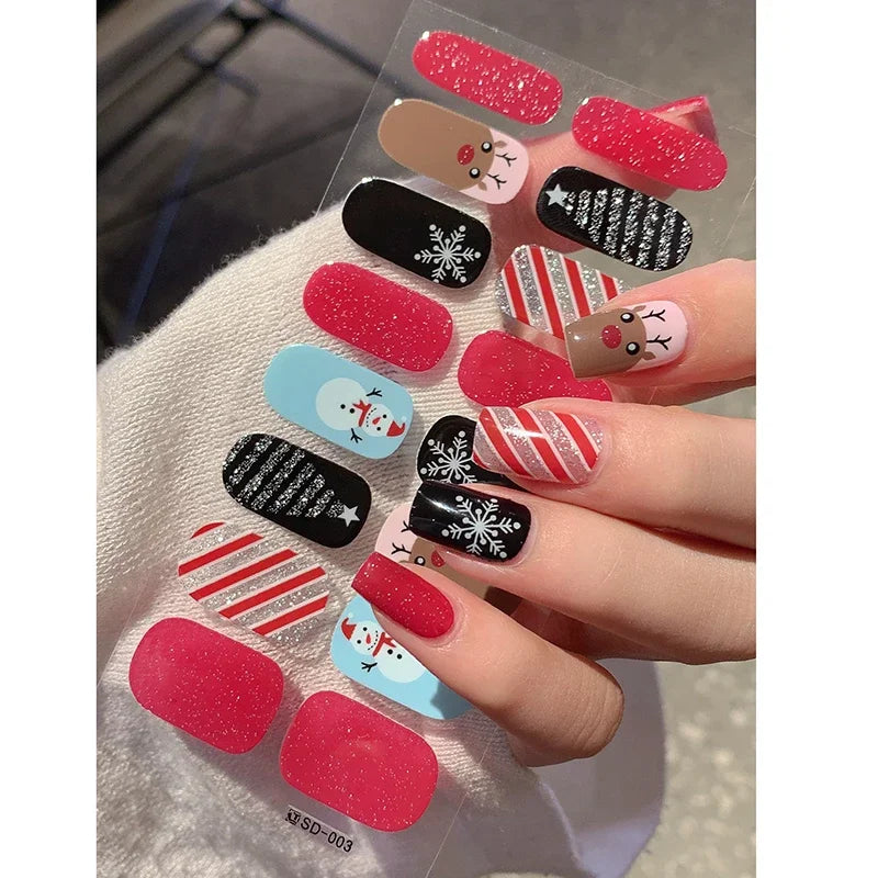 Christmas Snowflake Gel Nail Art Wraps