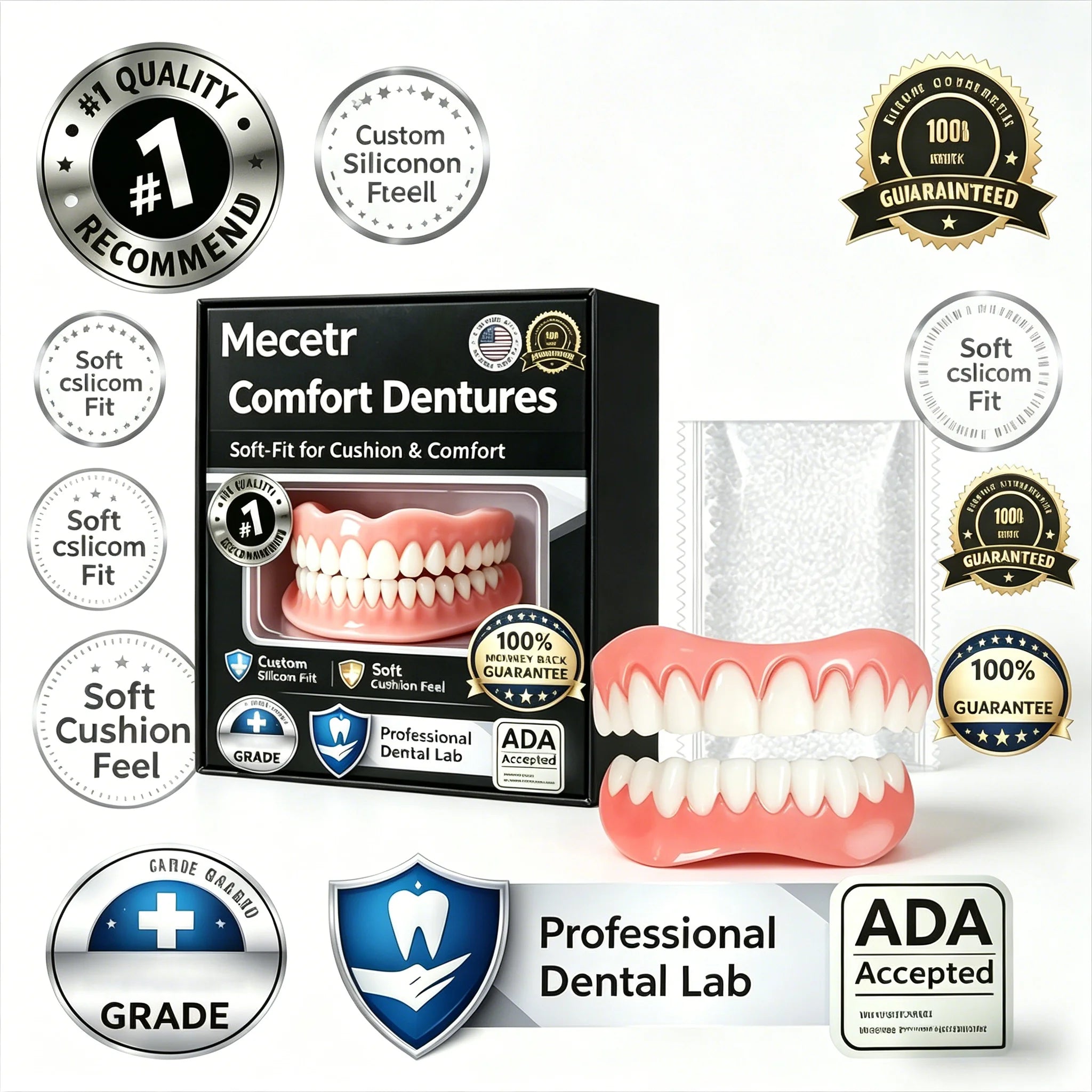 Adjustable Cosmetic Denture Set for Natural Smile