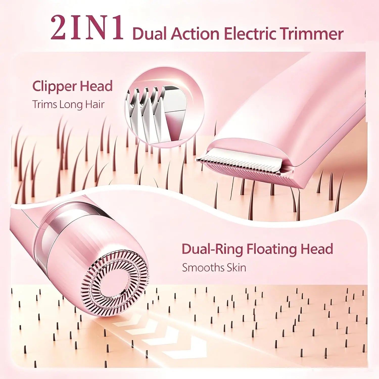 Waterproof 2-in-1 Electric Bikini Trimmer and Body Shaver - 3