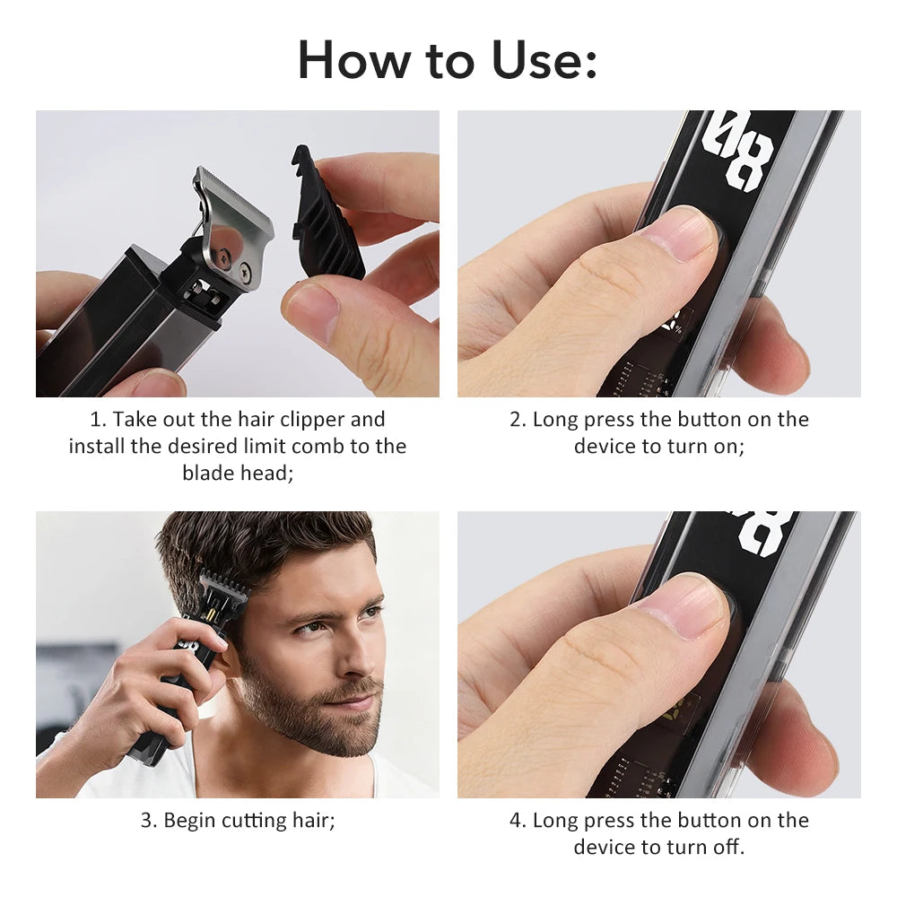 Professional Cordless Hair Trimmer with Digital LED Display