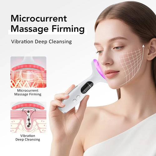 7-Color LED Microcurrent Neck and Face Beauty Lifting Device