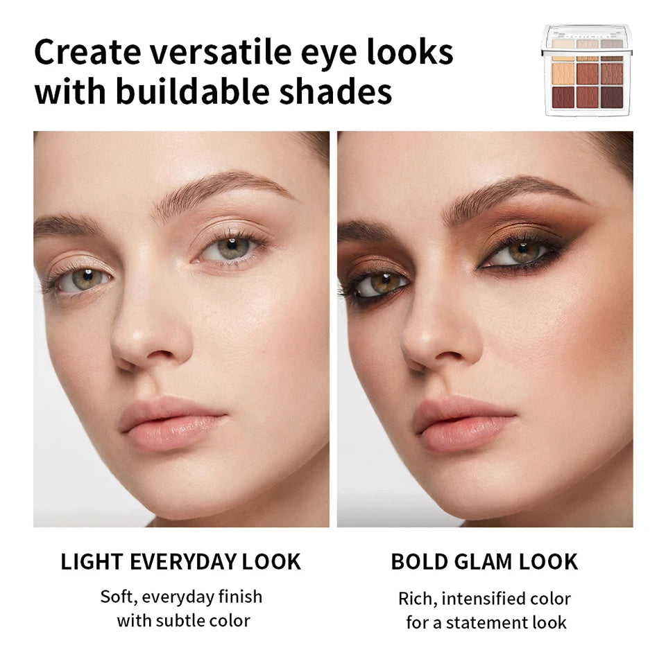 9-Color Beginner Friendly Eyeshadow Palette with Brush
