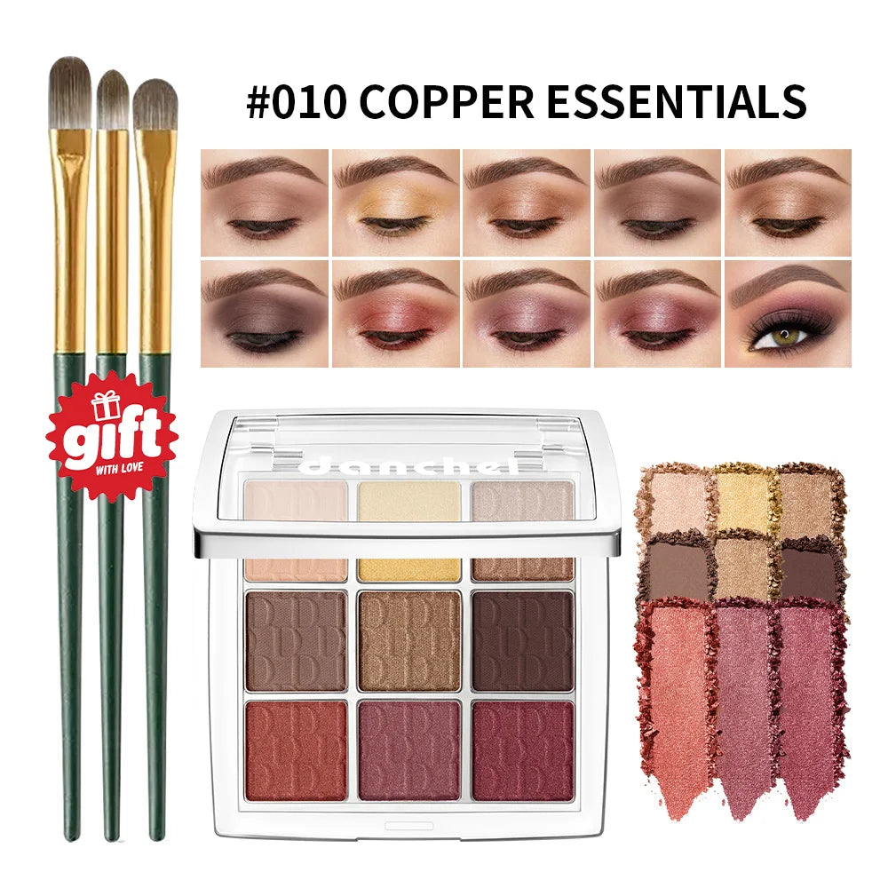 9-Color Beginner Friendly Eyeshadow Palette with Brush