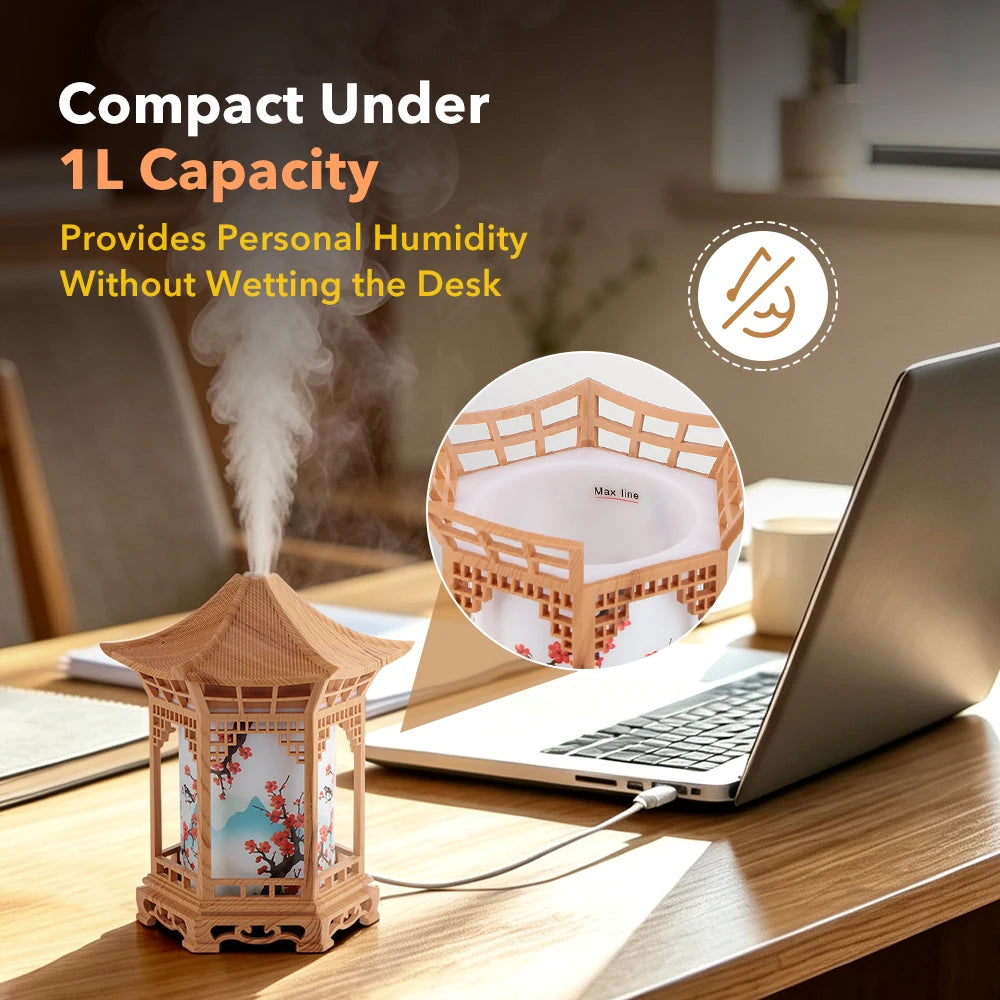 Portable Ultrasonic Pavilion Humidifier with Night Light - 3