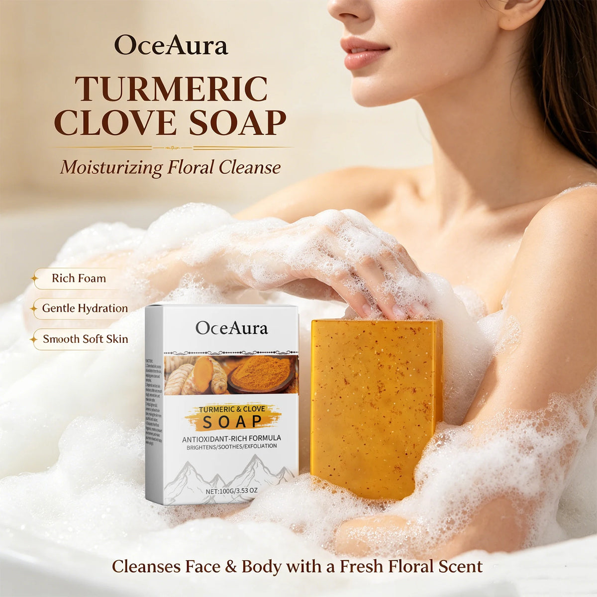 Turmeric and Clove Exfoliating Brightening Soap Bar for Face and Body