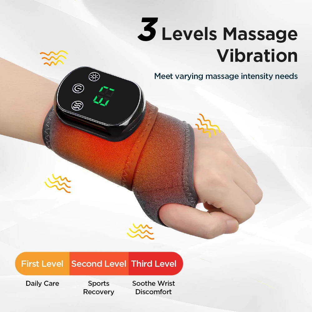 Heated Wrist Massager with Vibration for Pain Relief