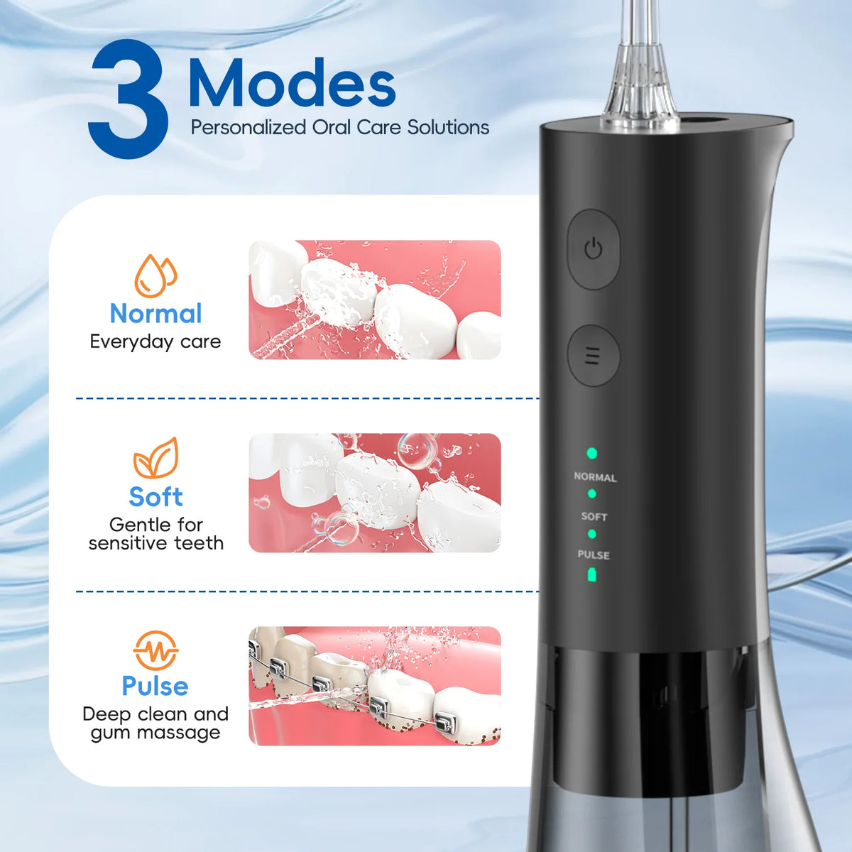 Portable Rechargeable Oral Irrigator Water Flosser with 300ML Tank