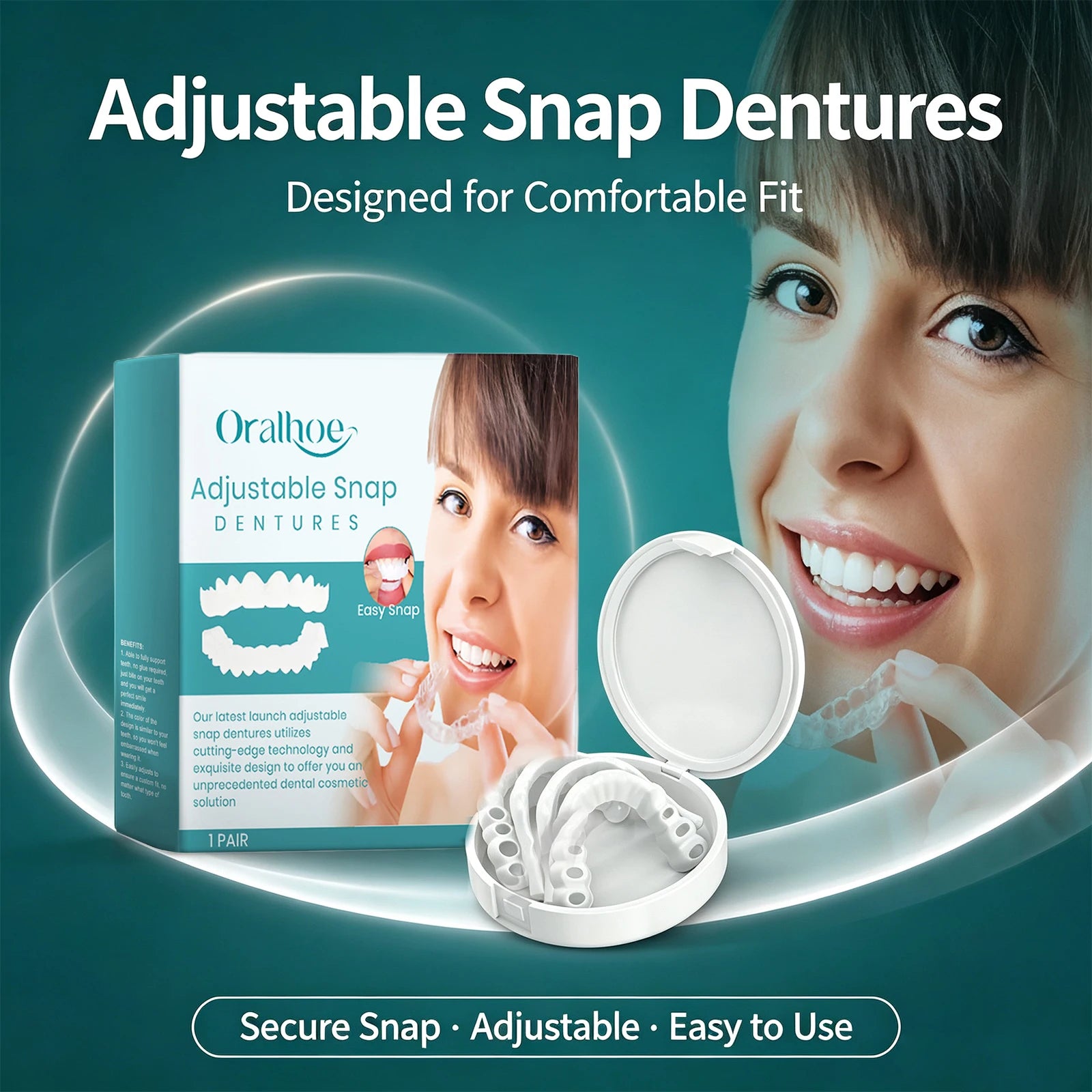 Adjustable Snap-On Dentures for Missing Teeth Repair - 6