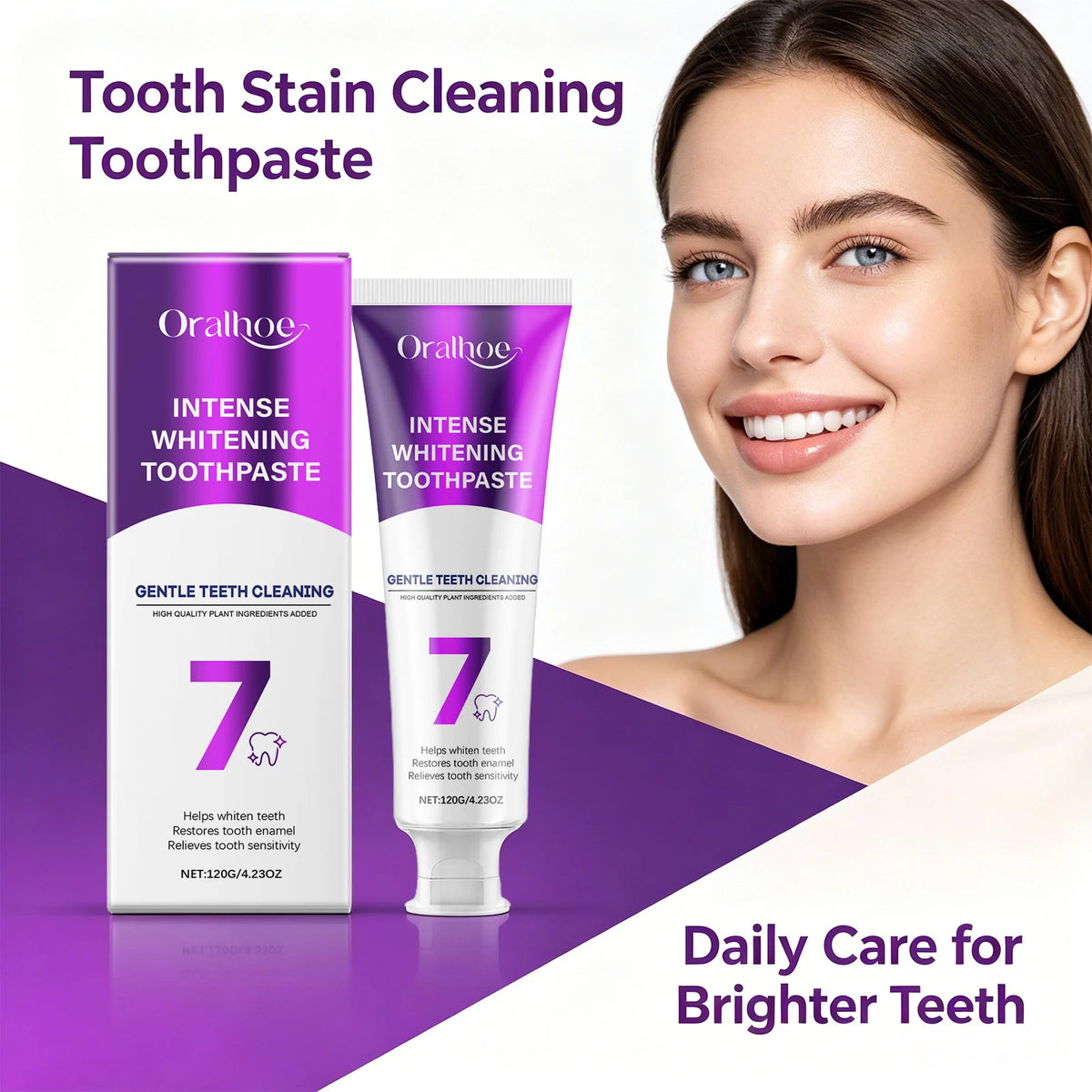 Intense Whitening Toothpaste for Stain Removal and Enamel Repair