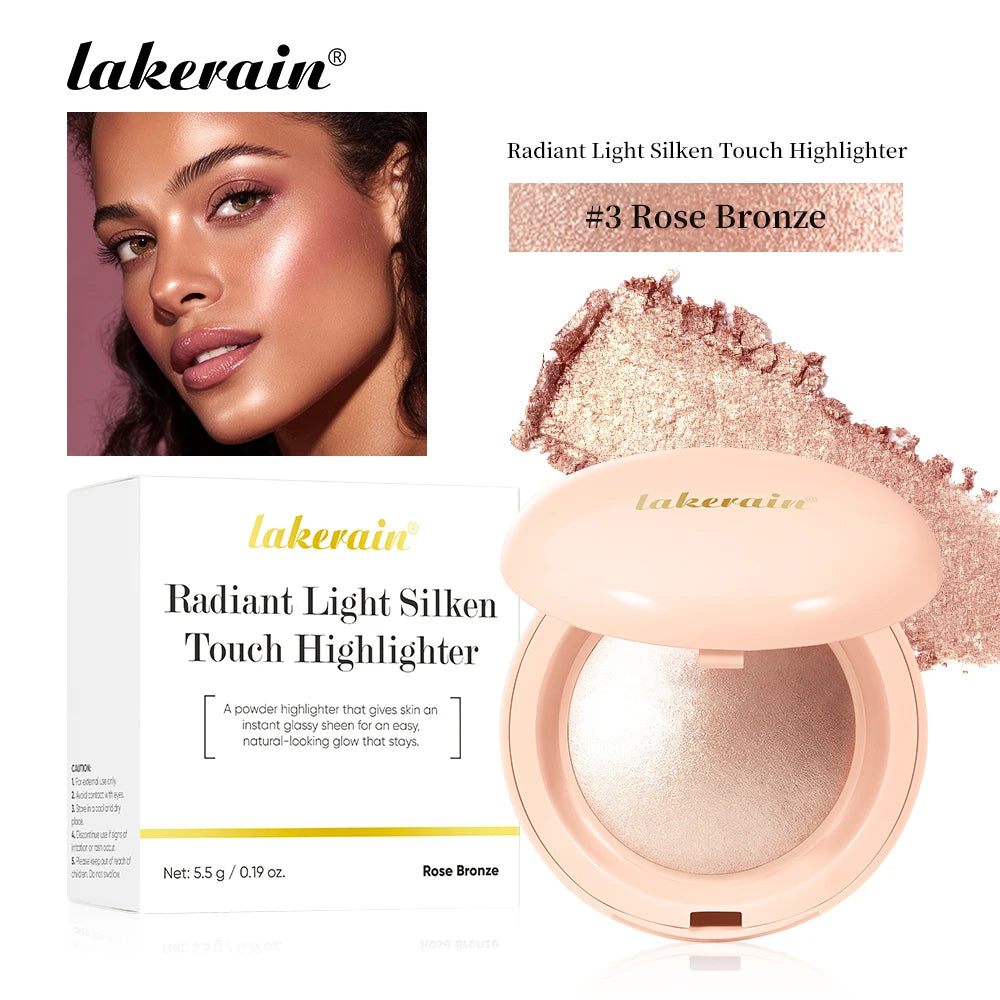 Silken Touch Baked Highlighter Powder for Luminous Glass Skin Glow