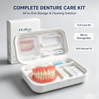 Portable Denture Storage and Cleaning Care Kit with Mirror