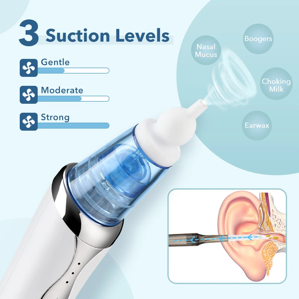 Electric 2-in-1 Baby Nasal Aspirator and Ear Wax Removal Kit - 3