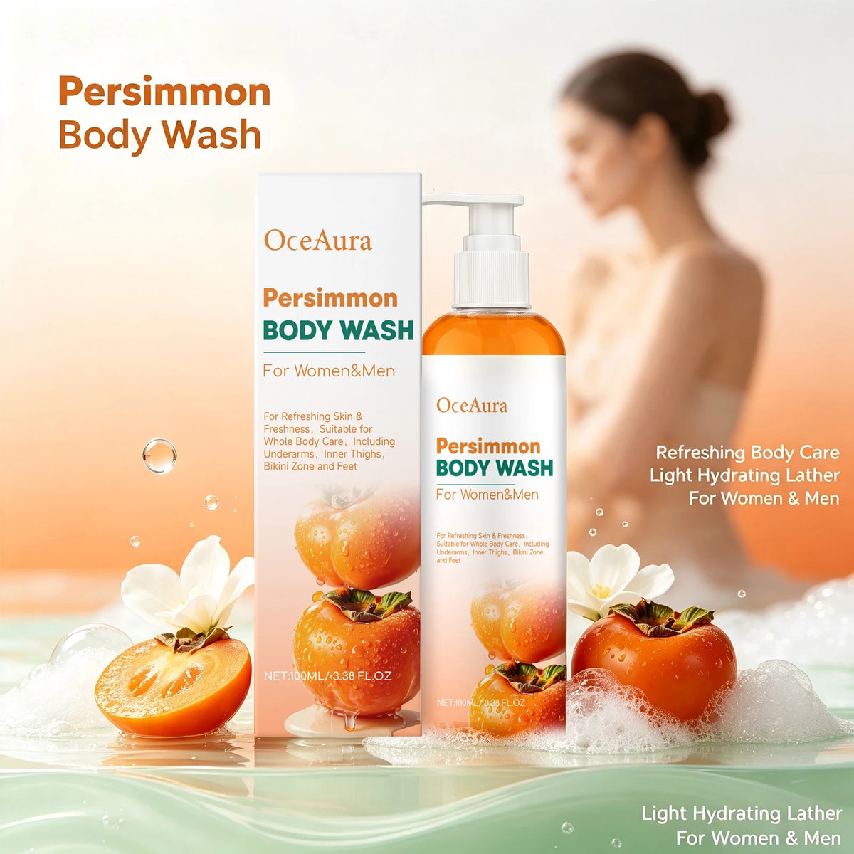 Persimmon Body Wash for Odor Control and Deep Skin Cleansing