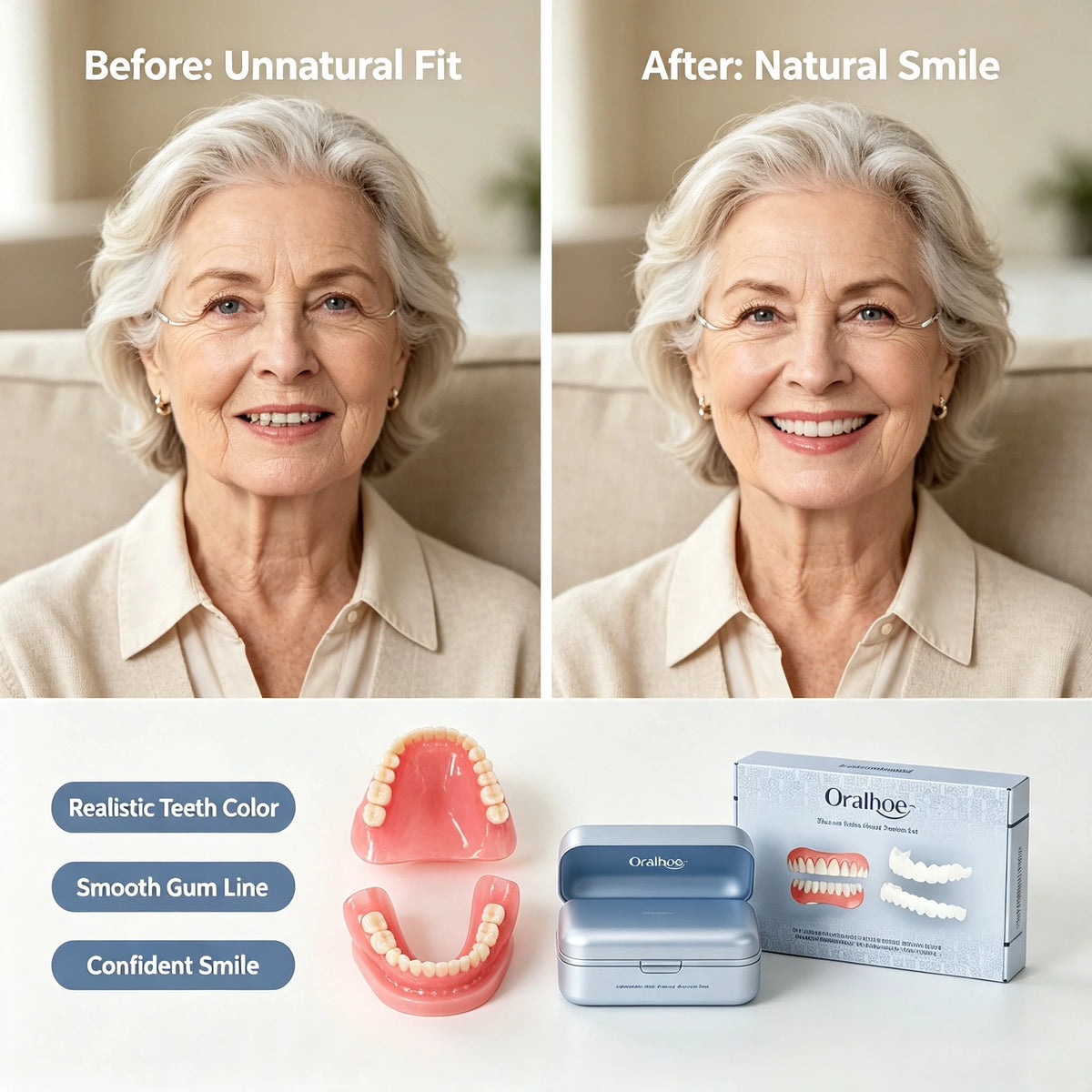Adjustable Silicone Veneer Teeth Set for Natural Smile
