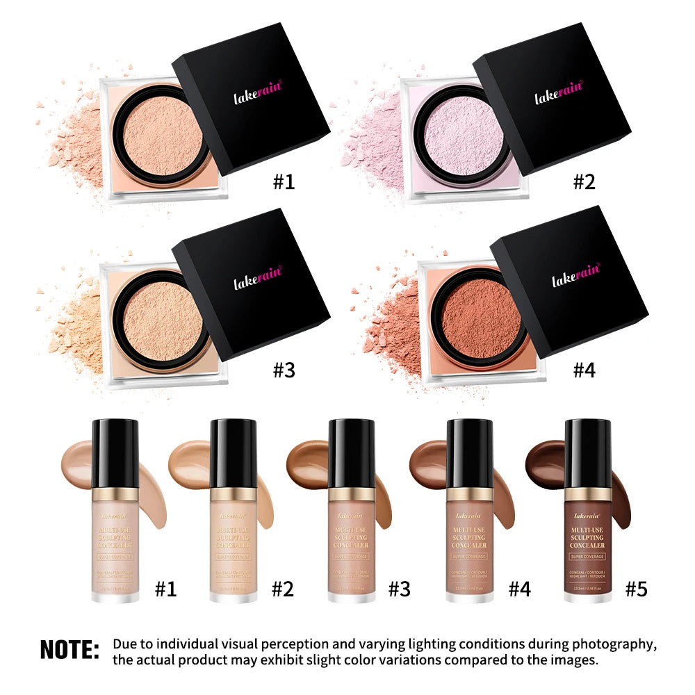 Matte Finish Concealer and Loose Setting Powder Makeup Set