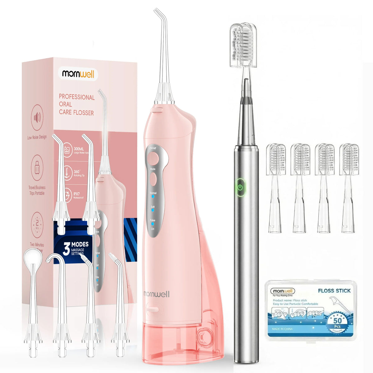 Portable Electric Water Flosser and Toothbrush Oral Care Combo Set
