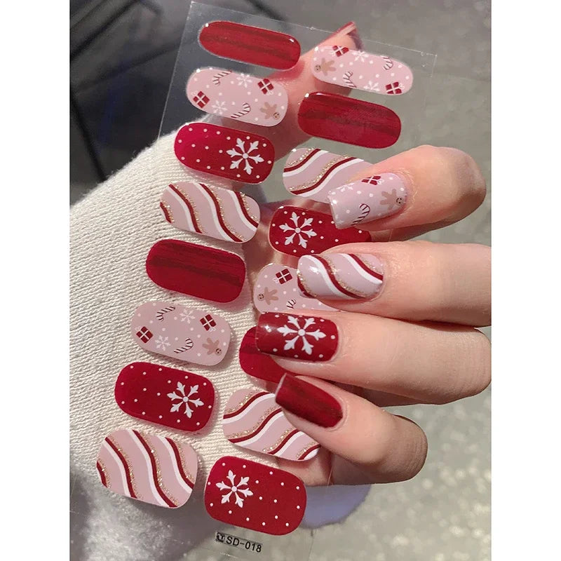 Christmas Snowflake Gel Nail Art Wraps