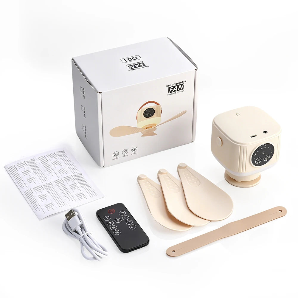 Portable Rechargeable Ceiling Fan with LED Light and Remote - 16