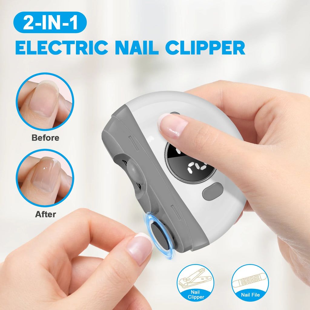Electric Automatic Nail Clipper and Polisher with LED Light