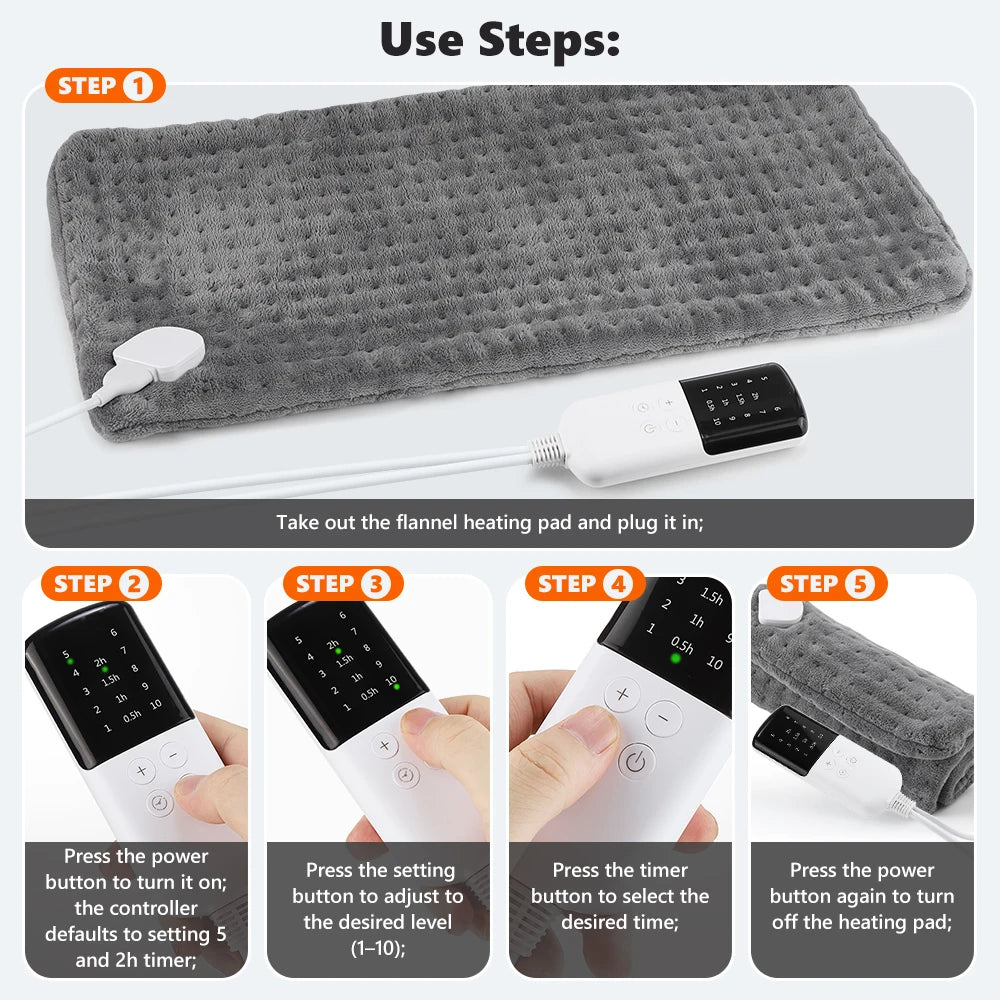 Electric Flannel Heating Pad for Pain Relief and Muscle Relaxation