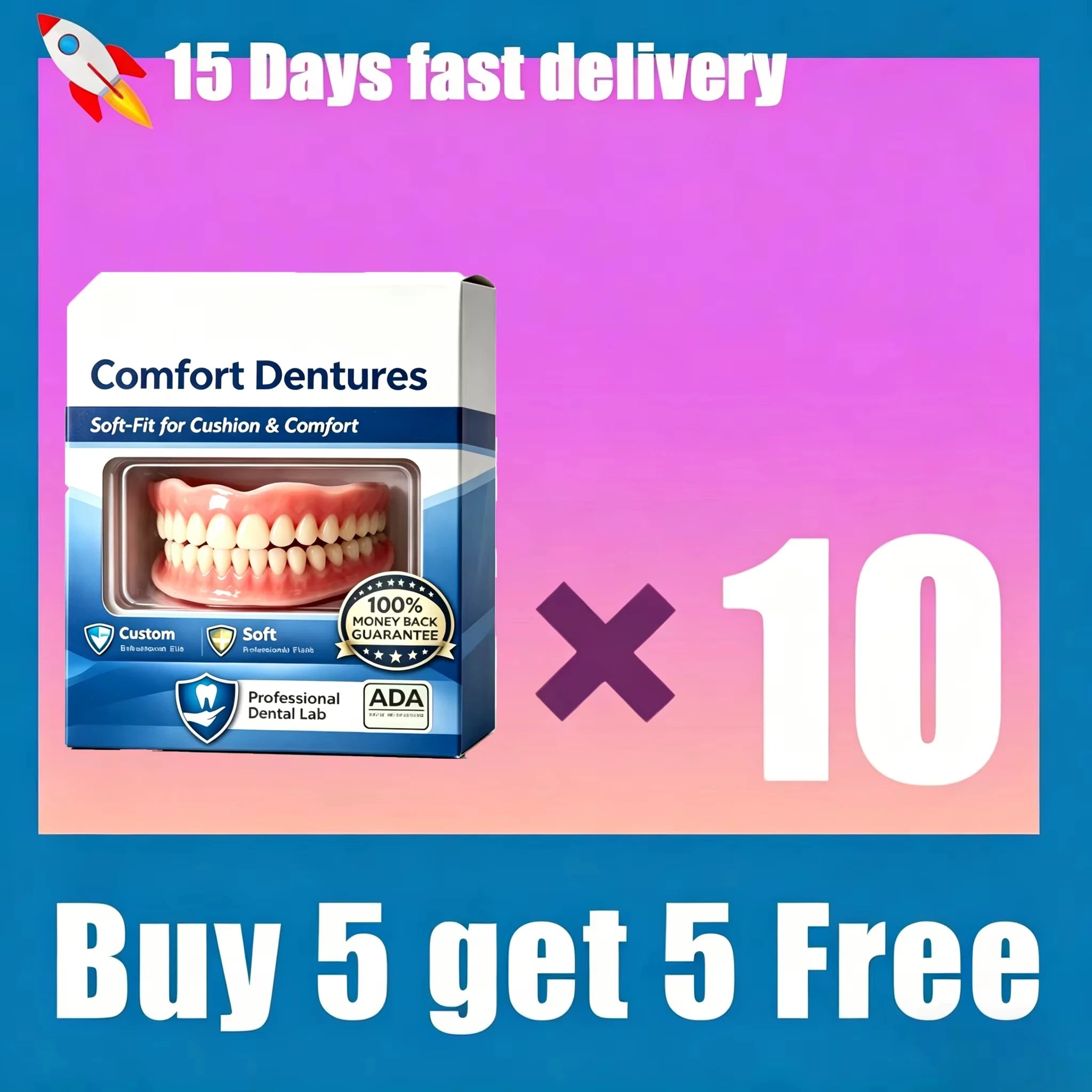 Instant Silicone Cosmetic Dentures for Upper and Lower Teeth - 8