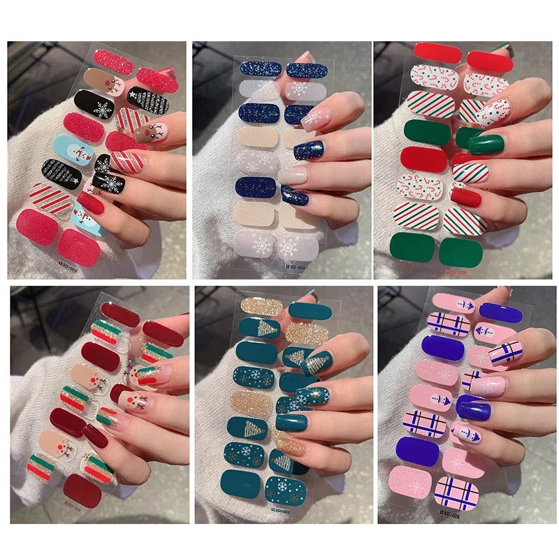 Christmas Snowflake Gel Nail Art Wraps