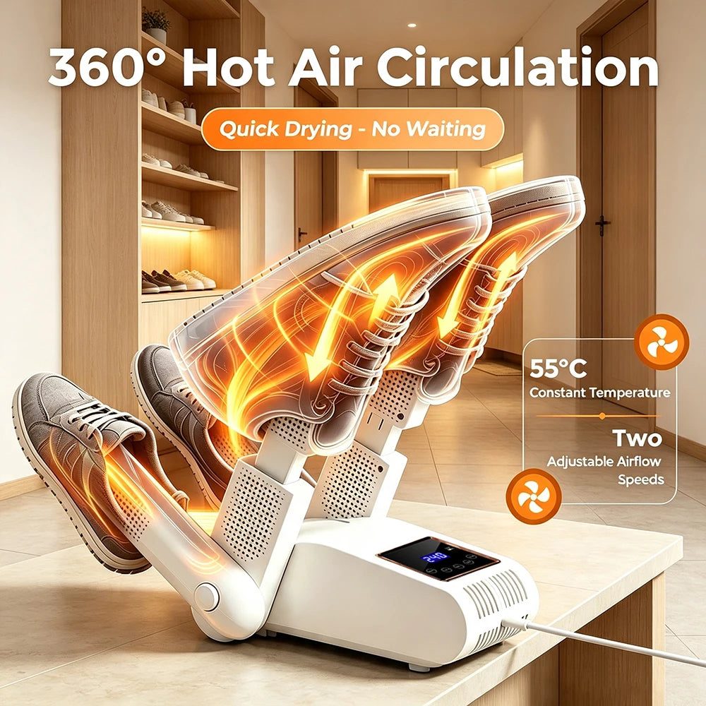 4-Tube Foldable Shoe and Boot Dryer with UV Sterilization