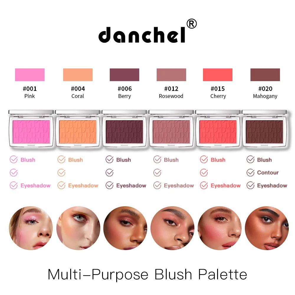 Matte Embossed Blush Palette with Professional Brush