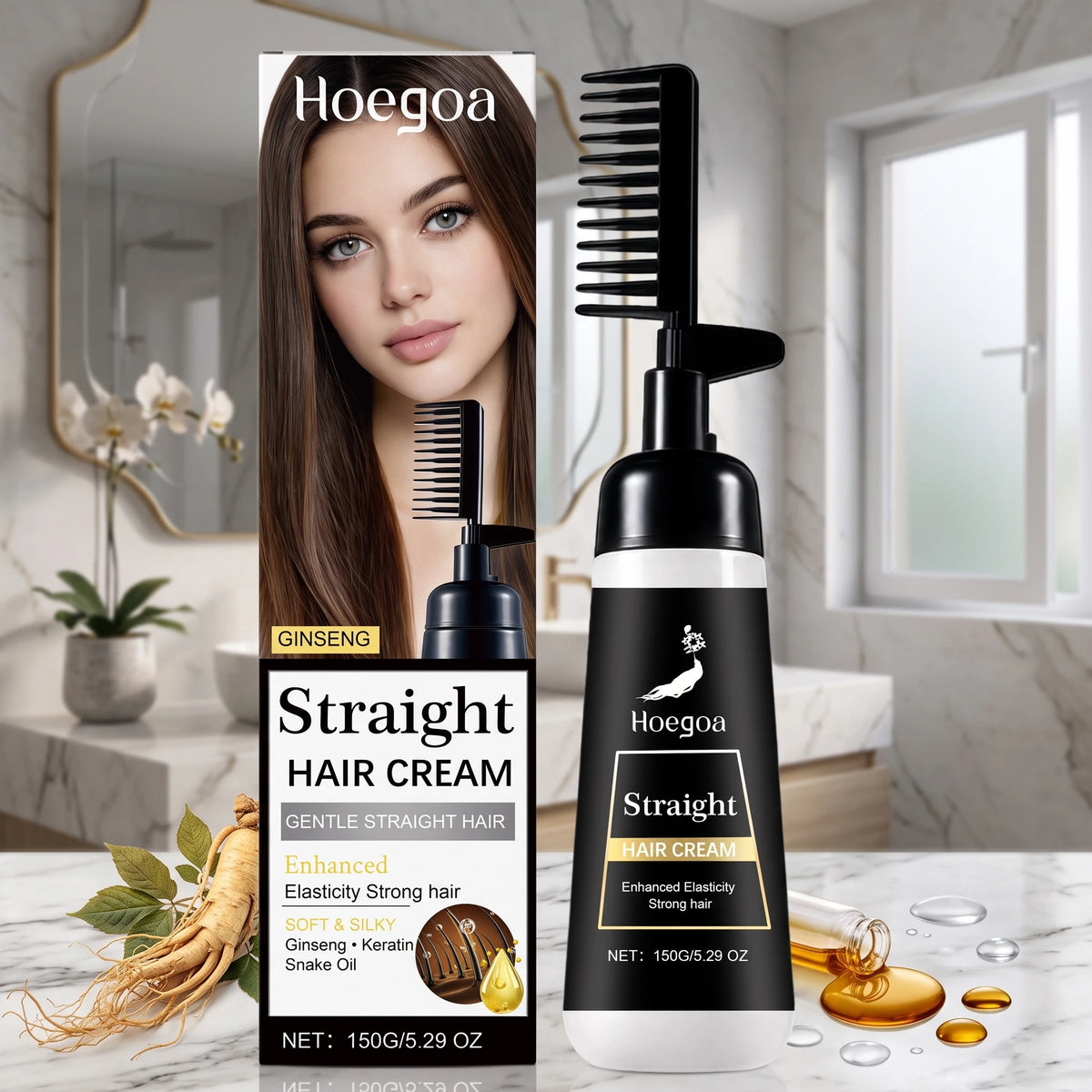 One-Step Hair Straightening Cream with Built-In Comb