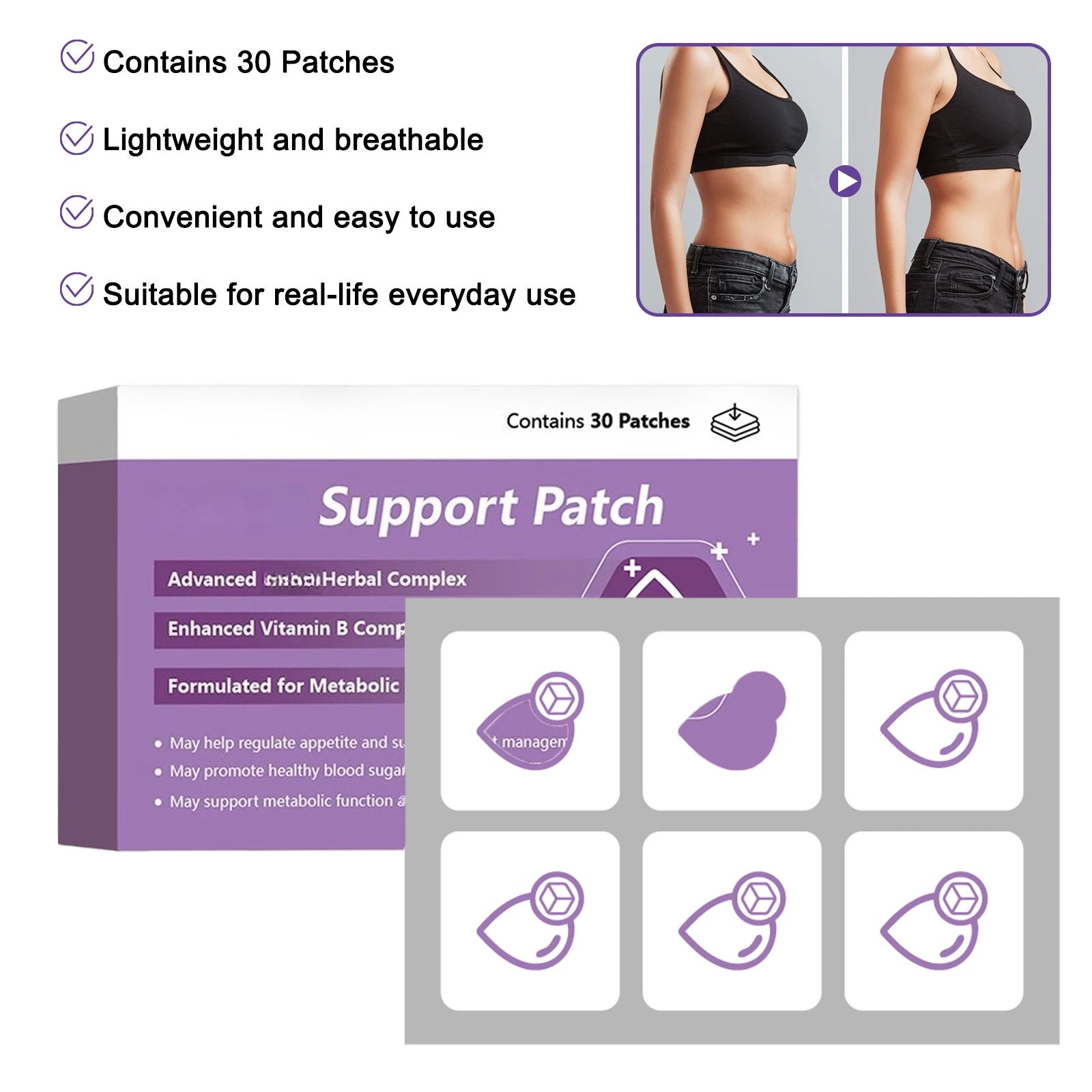 30-Piece Herbal Weight Management and Metabolism Support Patches - 2