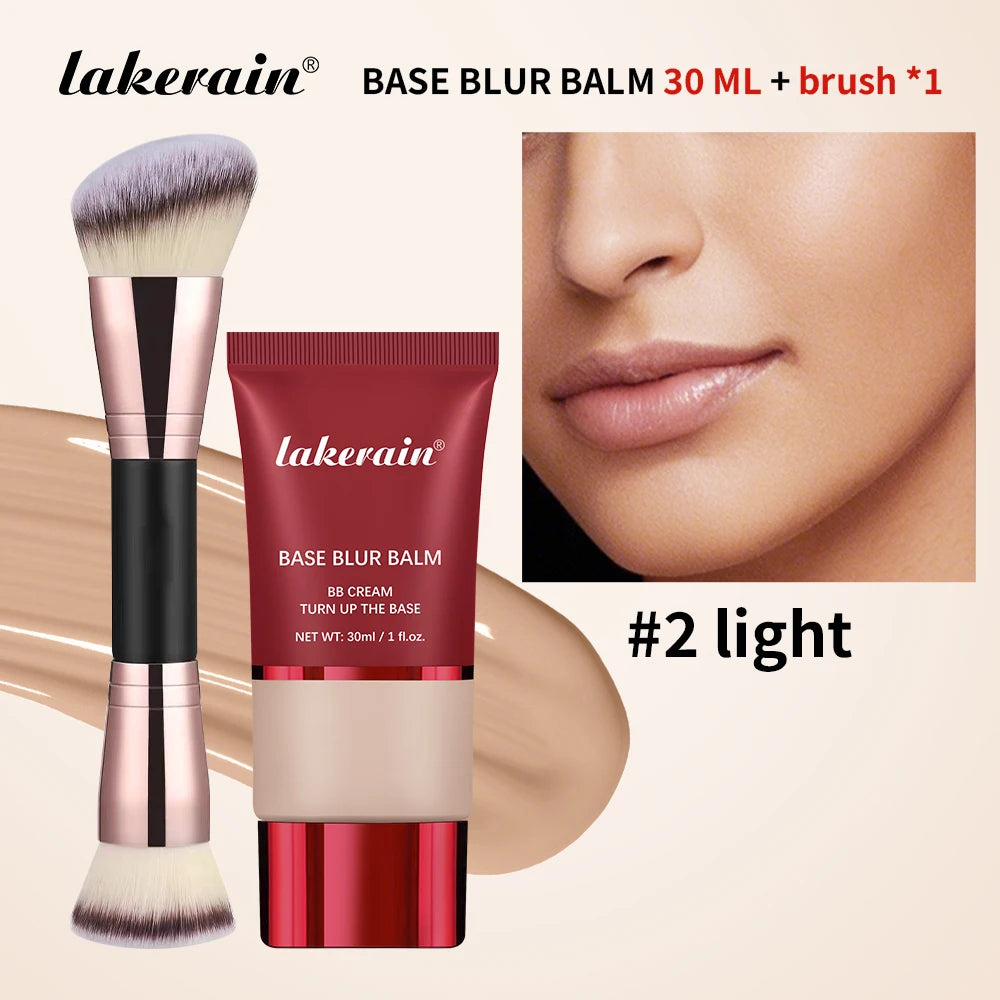 Matte Liquid Foundation and Dual-Ended Makeup Brush Set