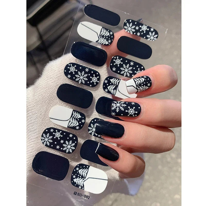 Christmas Snowflake Gel Nail Art Wraps