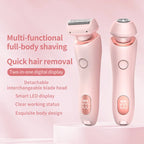 2-in-1 Electric Hair Shaver for Women - Painless Body & Face Trimmer