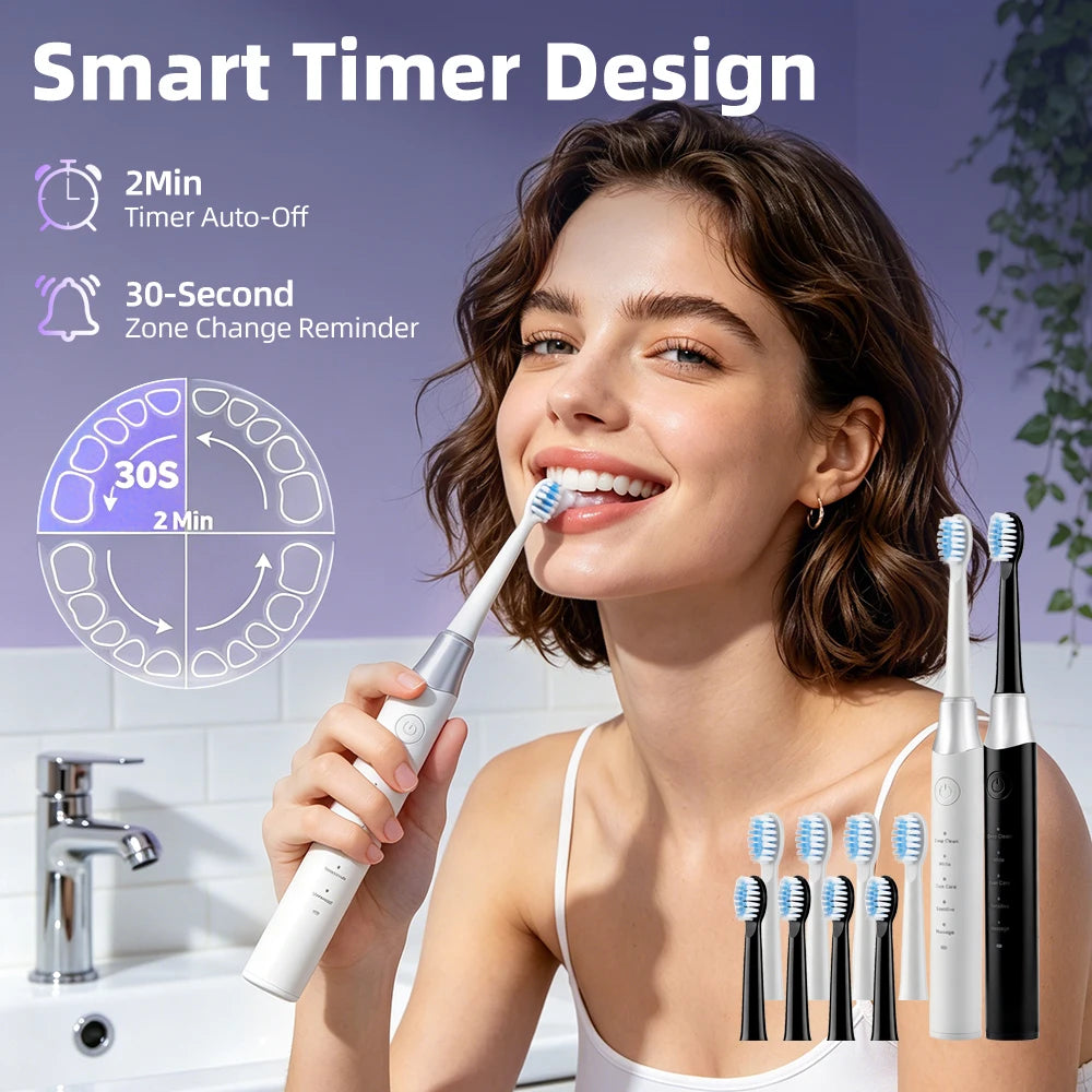 Rechargeable Sonic Electric Toothbrush with 5 Modes and Timer - 1