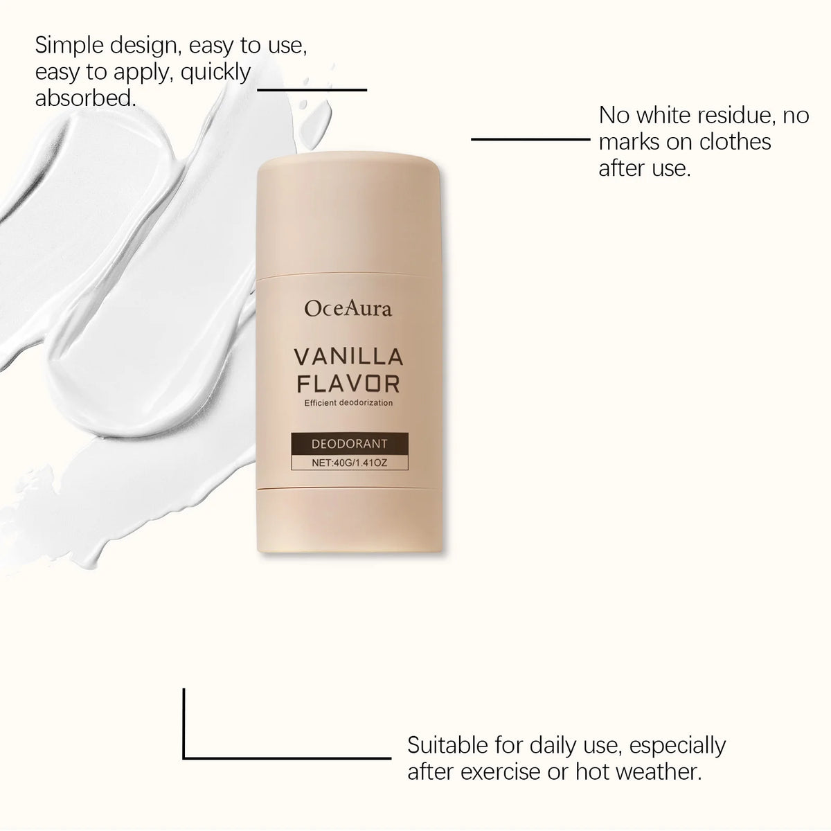 Long-Lasting Vanilla Scent Underarm Deodorant Stick