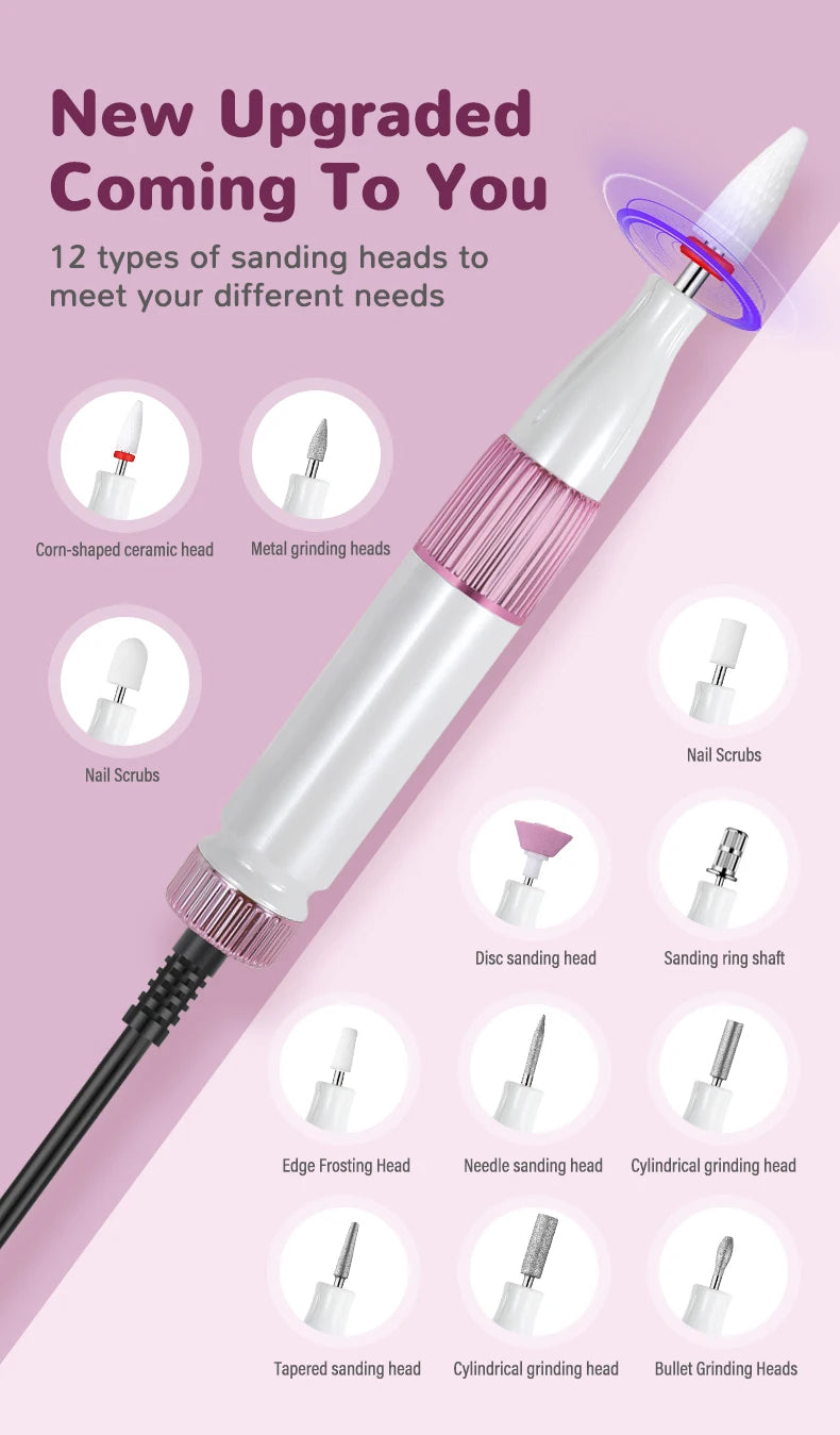 Rechargeable Electric Nail Drill Set with 12 Bits - 9