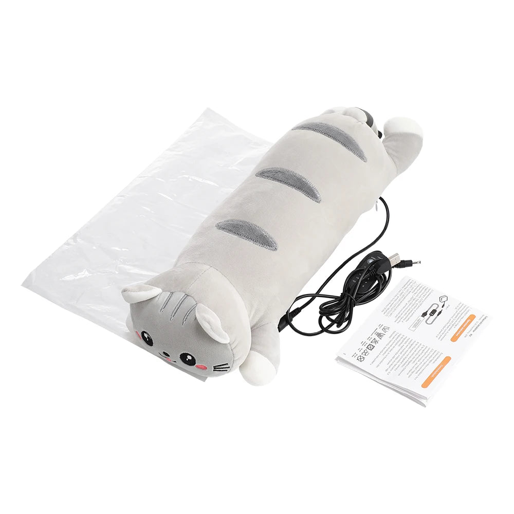 USB Heated Cat Plush Pillow for Pain Relief and Relaxation