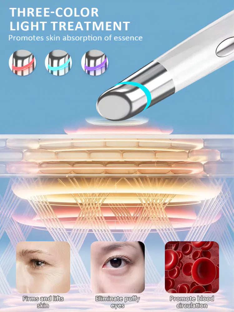 3-in-1 LED Photon Eye & Face Massager for Dark Circles and Puffiness